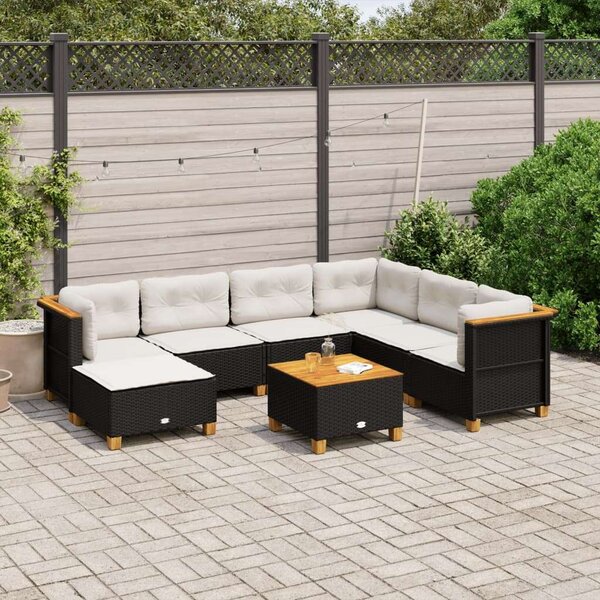 VidaXL Polyrattan Kerti Ülőgarnitúra - 8 részes - Fekete