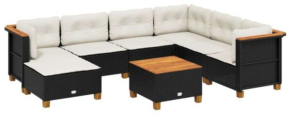VidaXL Polyrattan Kerti Ülőgarnitúra - 8 részes - Fekete