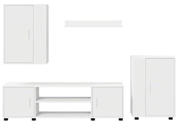 4 részes TV szekrény szett Falra szerelhető 4 pcs Fehér Faanyag