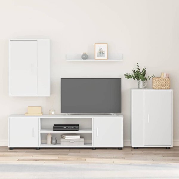 4 részes TV szekrény szett Falra szerelhető 4 pcs Fehér Faanyag