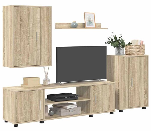 4 részes TV szekrény szett 4 pcs sonoma tölgy Faanyag