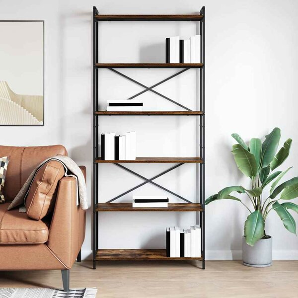 VidaXL Könyvespolc Füstölt tölgy 80 x 30 x 189,5 cm Faanyag