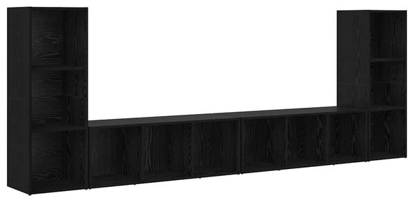 TV szekrény 4 pcs Musta tammi 37 x 35 x 107.5 cm Műanyag Fa