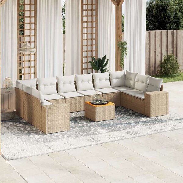 VidaXL Polyrattan Kerti Ülőgarnitúra - 11 részes - Bézs