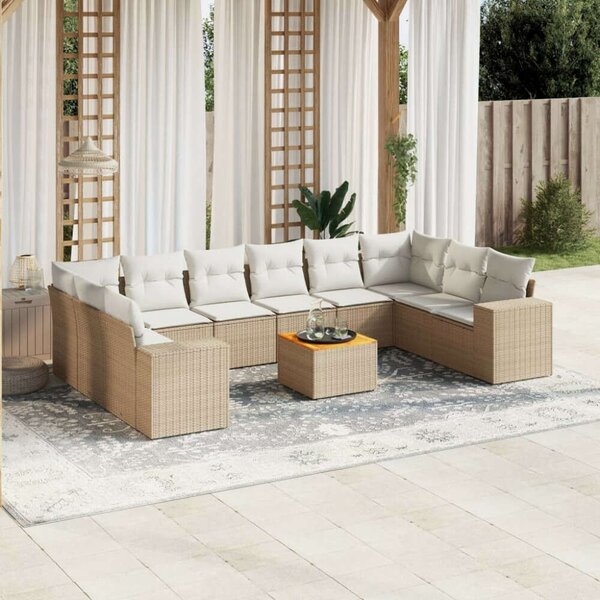 VidaXL Polyrattan Kerti Ülőgarnitúra - 11 részes - Bézs