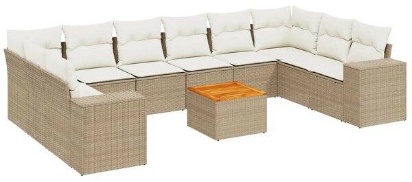 VidaXL Polyrattan Kerti Ülőgarnitúra - 11 részes - Bézs