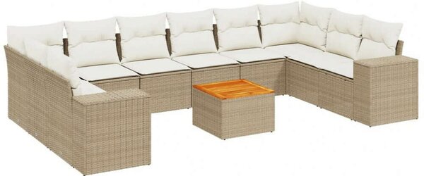 VidaXL Polyrattan Kerti Ülőgarnitúra - 11 részes - Bézs