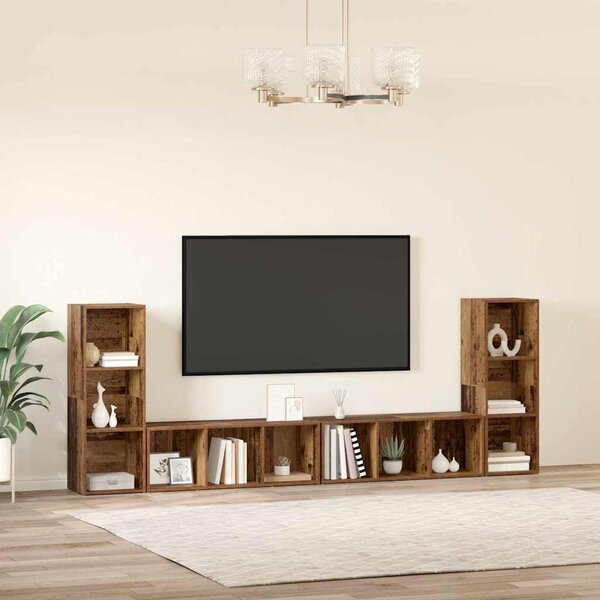 TV szekrény 4 pcs Régi fa 37 x 35 x 107.5 cm Műanyag Fa