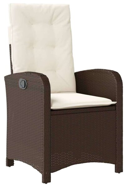 VidaXL 5-részes barna polyrattan kerti étkezőgarnitúra párnákkal