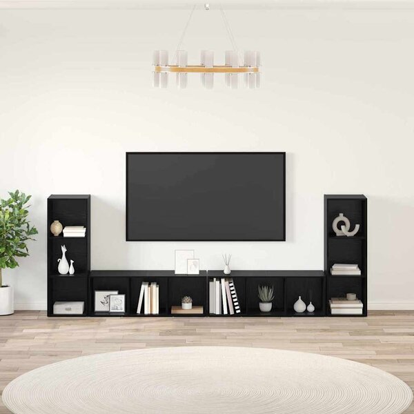 TV szekrény 4 pcs Musta tammi 37 x 35 x 107.5 cm Műanyag Fa