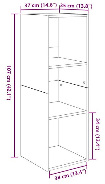 TV szekrény 4 pcs Musta tammi 37 x 35 x 107.5 cm Műanyag Fa