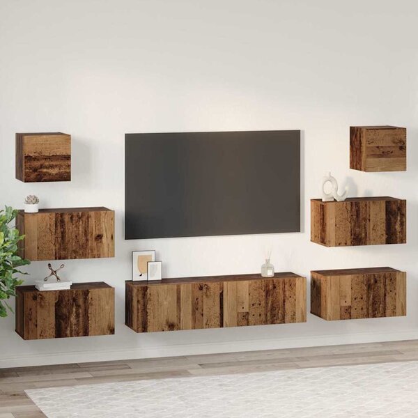 TV szekrény garnitúra 8 pcs Régi fa 60 x 30 x 30 cm Faanyag