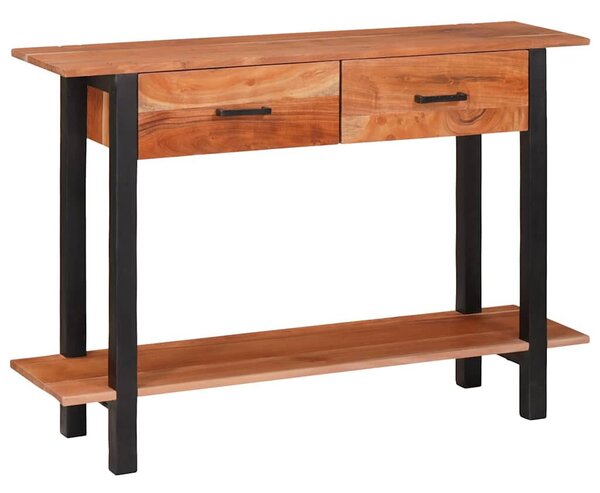 Konzolasztal fiókkal Barna 110 x 30 x 75 cm tömör akácfa