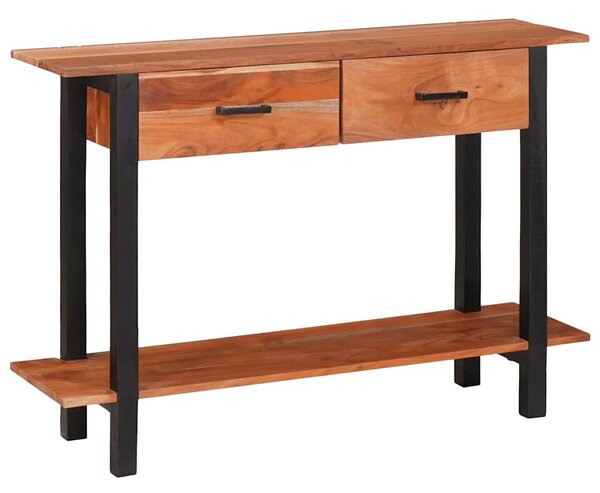 Konzolasztal fiókkal Barna 110 x 30 x 75 cm tömör akácfa