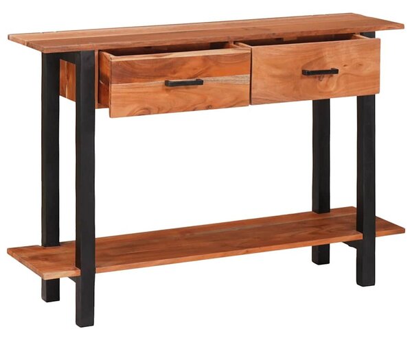 Konzolasztal fiókkal Barna 110 x 30 x 75 cm tömör akácfa