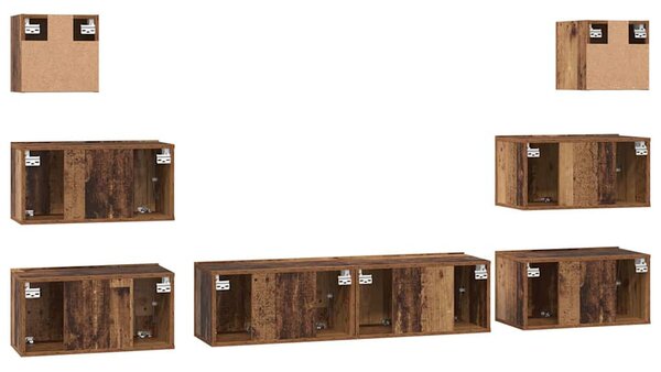 TV szekrény garnitúra 8 pcs Régi fa 60 x 30 x 30 cm Faanyag