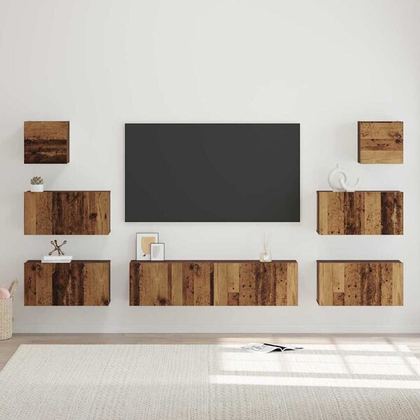 TV szekrény garnitúra 8 pcs Régi fa 60 x 30 x 30 cm Faanyag