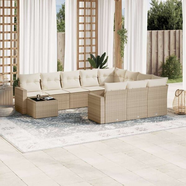 VidaXL Polyrattan Kerti Ülőgarnitúra - Bézs - 11 részes