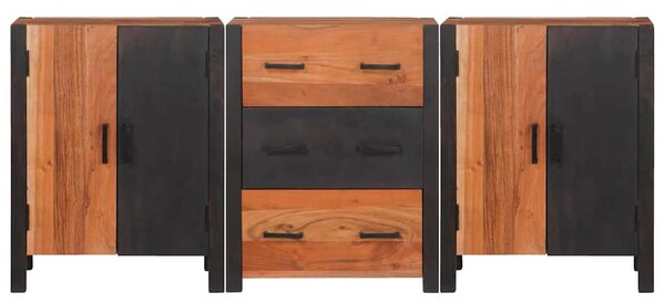 Széf fiókkal 3 pcs Barna 55 x 30 x 75 cm Tömör akácfa