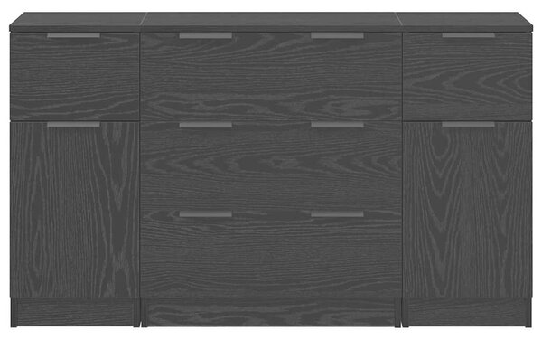 Széf fiókkal 3 pcs Musta tammi 121 x 30 x 70 cm Faanyag