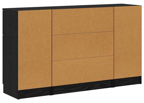 Széf fiókkal 3 pcs Musta tammi 121 x 30 x 70 cm Faanyag