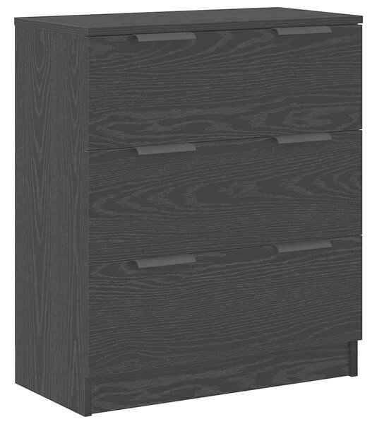 Széf fiókkal 3 pcs Musta tammi 121 x 30 x 70 cm Faanyag