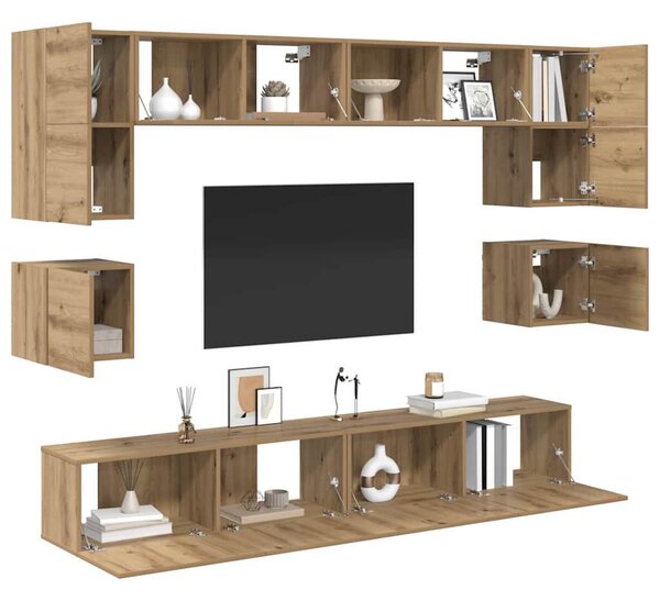 TV szekrény garnitúra 8 pcs kézműves tölgy 100 x 30 x 30 cm