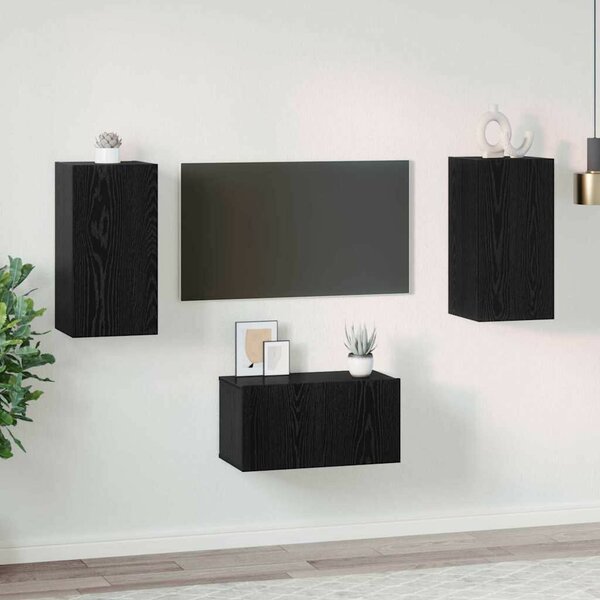 TV szekrény garnitúra 3 pcs Musta tammi 60 x 30 x 30 cm Faanyag