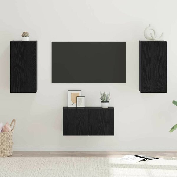TV szekrény garnitúra 3 pcs Musta tammi 60 x 30 x 30 cm Faanyag