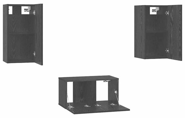 TV szekrény garnitúra 3 pcs Musta tammi 60 x 30 x 30 cm Faanyag