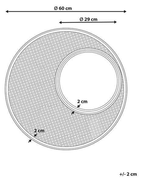 Falitükör PALAU 60 cm 60 cm Rattan Természetes