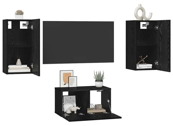 TV szekrény garnitúra 3 pcs Musta tammi 60 x 30 x 30 cm Faanyag