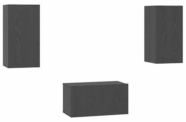 TV szekrény garnitúra 3 pcs Musta tammi 60 x 30 x 30 cm Faanyag