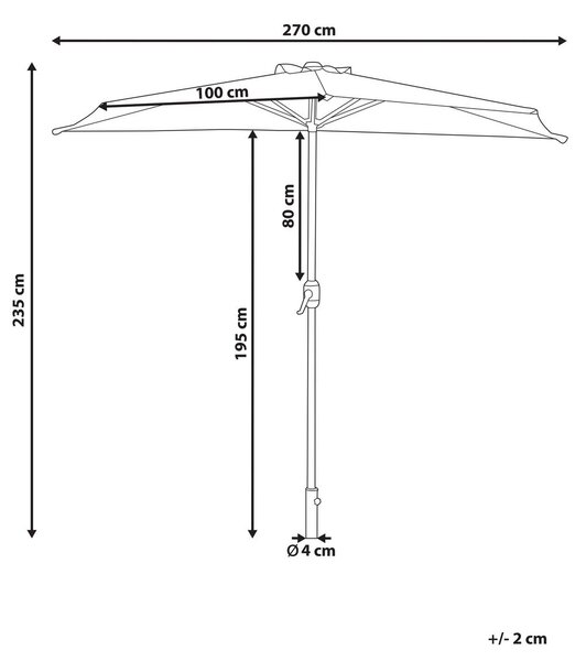 Félköríves Napernyő 270 cm GALATI Zöld