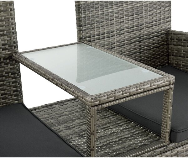 Monaco 2 személyes polyrattan kerti pad asztallal szürke-melír 200164