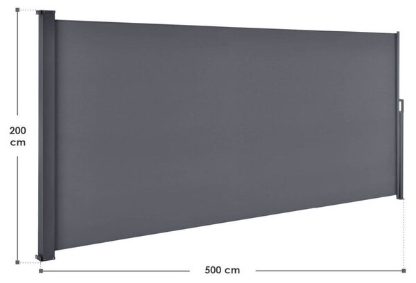 Dubai oldalsó napellenző kihúzható belátásgátló 500x200 cm antracit 25533