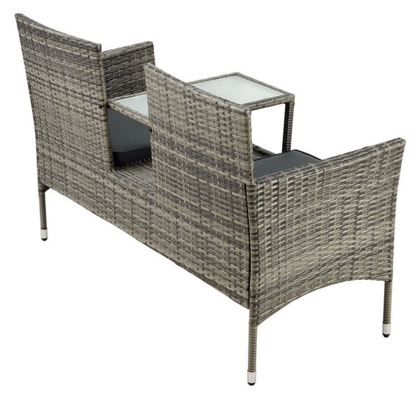 Monaco 2 személyes polyrattan kerti pad asztallal szürke-melír 200164