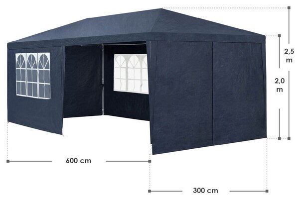 Kerti pavilon rendezvénysátor kerti sátor 6x3 m kék 25441