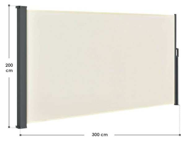 Dubai oldalsó napellenző kihúzható belátásgátló 300x200 cm bézs 25413