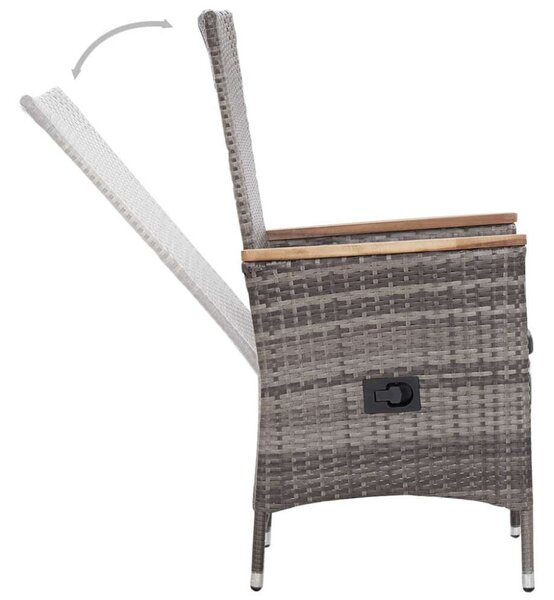 Polyrattan Kerti Ülőgarnitúra - 3 részes - Szürke