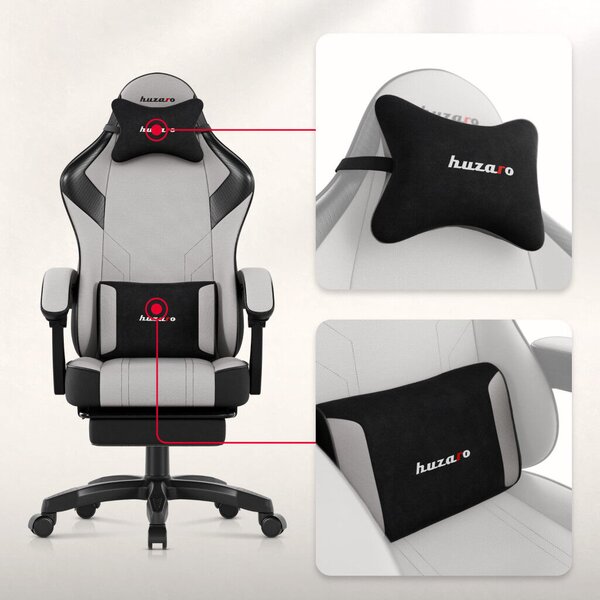 Gamer szék space 3.7 lábtartóval szürke