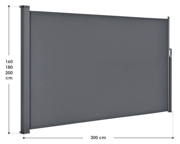Dubai oldalsó napellenző kihúzható belátásgátló 300x160 cm szürke 25415