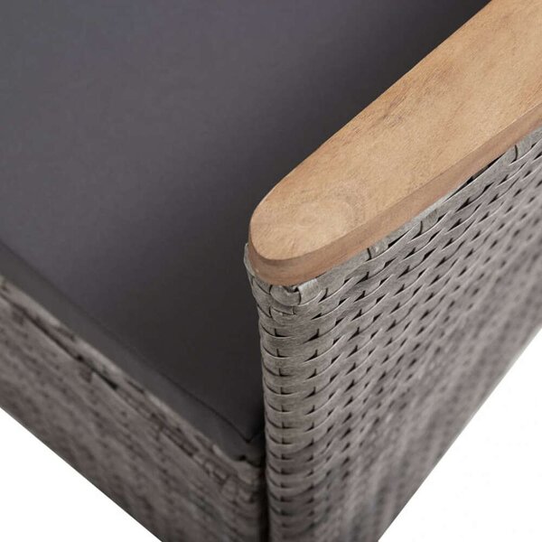 Polyrattan Kerti Ülőgarnitúra - 3 részes - Szürke