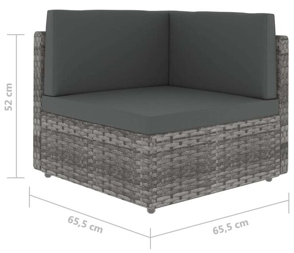 9 részes szürke polyrattan kerti ülőgarnitúra párnákkal