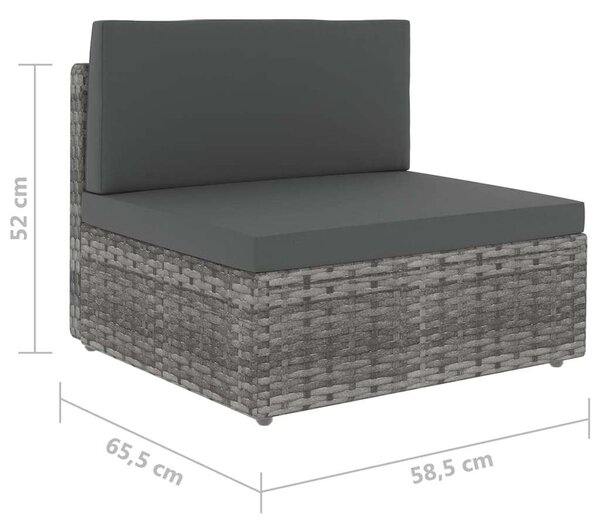 9 részes szürke polyrattan kerti ülőgarnitúra párnákkal