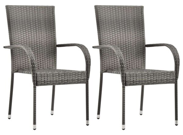 Kertbútor - Polyrattan Étkezőgarnitúra - 3 részes - Szürke
