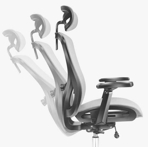 Ergonomikus irodai forgószék, hálós szellőzőanyag, dönthető háttámla, állítható ülésmélység, szürke