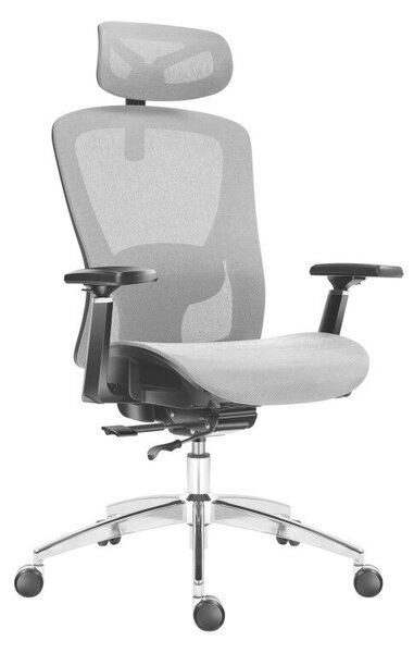 Ergonomikus irodai forgószék, hálós szellőzőanyag, dönthető háttámla, állítható ülésmélység, szürke