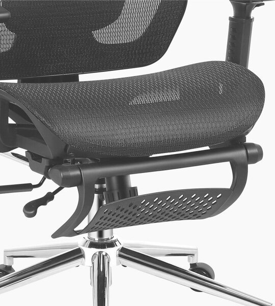 Ergonomikus irodai szék állítható magasságú, fejtámla és háttámla, lábtartó, fekete
