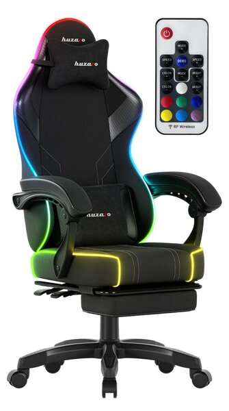Gamer szék Space RGB lábtartóval fekete